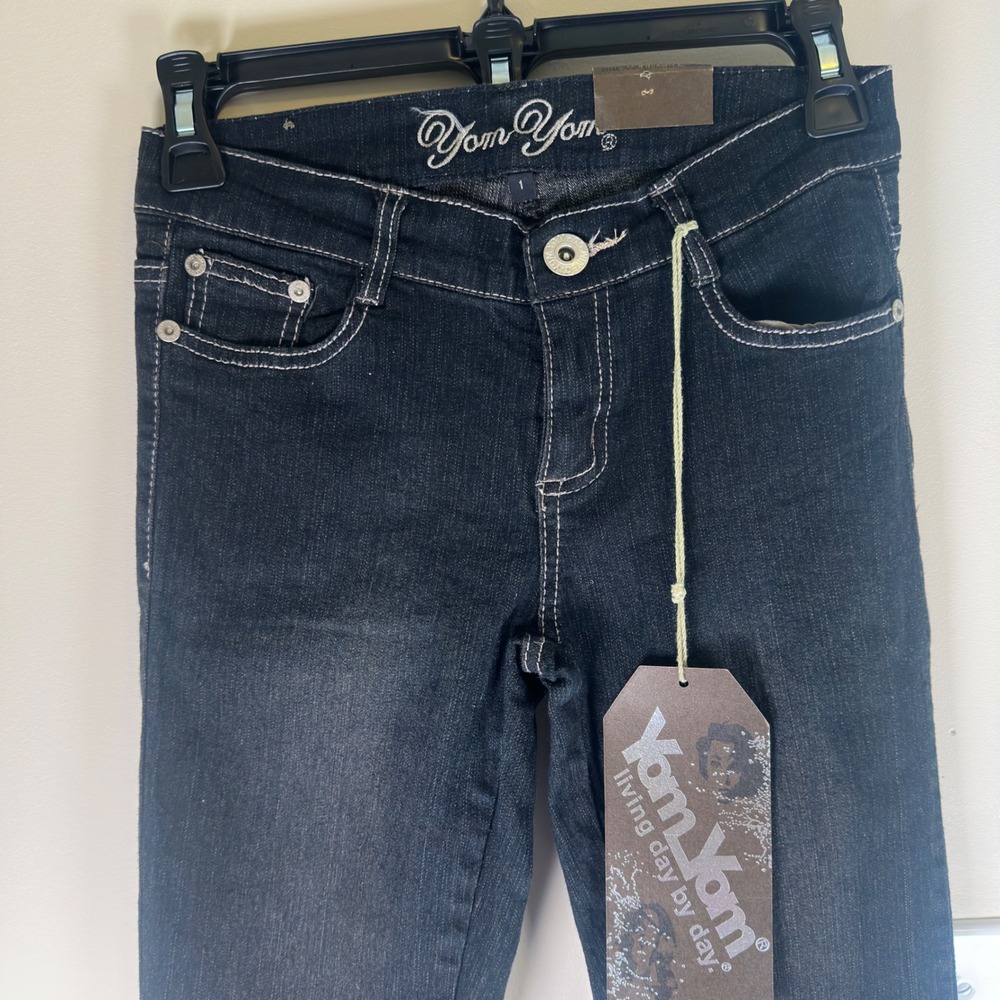 Yom Yom Size 1 Indigo Bootcut Jeans Embroidered Rhinestone Cotton Blend Y2K